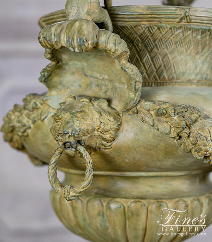 Bronze Planters  - Cherub Lion Planter Pair - BP-1190